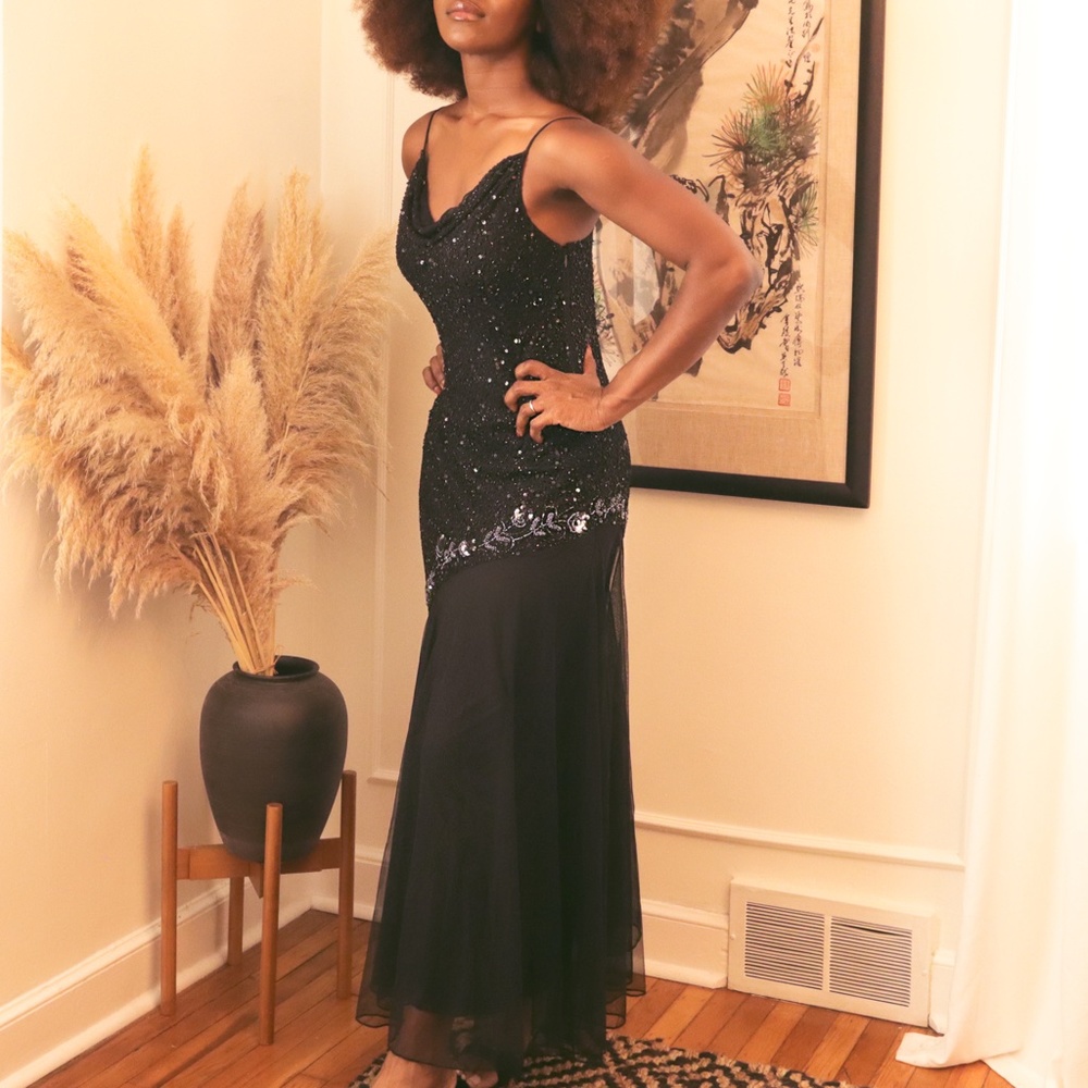 100% Silk Xscape Sequin Gown